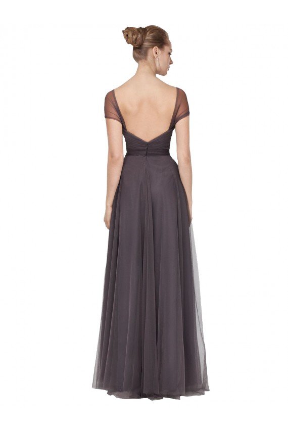 Affordable Sweetheart Neckline Long Tulle Bridesmaid Dress with Straps UK