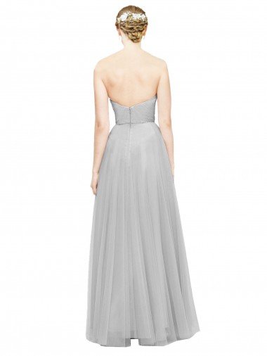 Affordable Long Twisted Sweetheart Neckline Tulle Bridesmaid Dress UK