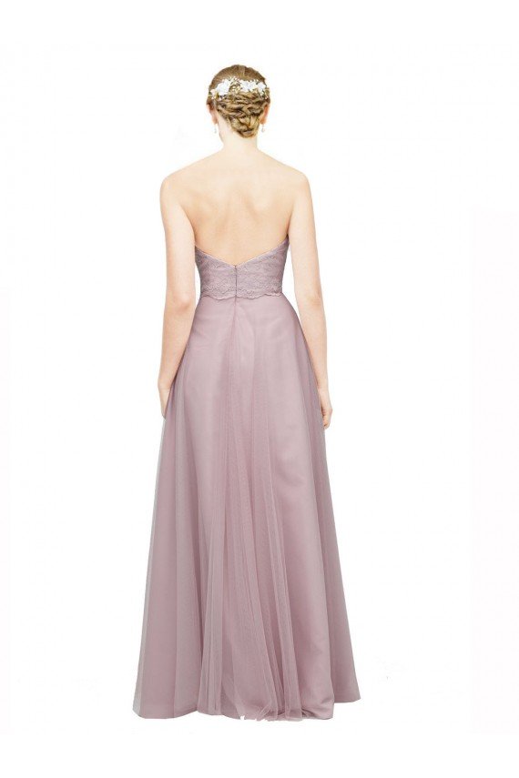 Affordable Sweetheart Neckline Long Tulle Bridesmaid Dress with Lace Bodice UK