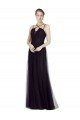 Affordable High Neck Long A-Line Tulle Bridesmaid Dress UK