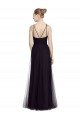 Affordable High Neck Long A-Line Tulle Bridesmaid Dress UK
