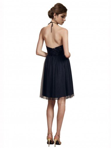 Affordable High Neck Illusion Bodice Bridesmaids Dress UK