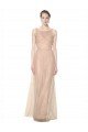 Affordable Long Tulle Bridesmaid Dress with Illusion Neck UK