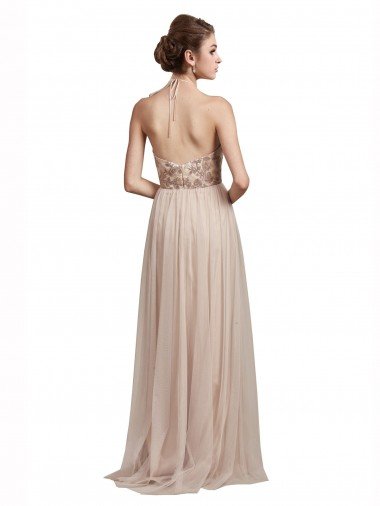 Affordable Sweetheart Tulle Bridesmaid Dress with High Neck Illusion Bodice UK