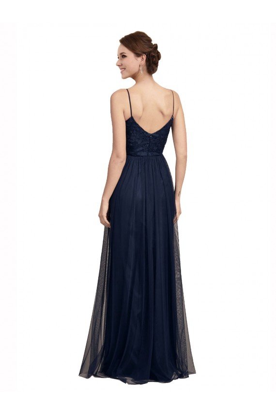 Affordable Spaghetti Strap Tulle Bridesmaids Dress with Ballerina Neckline UK