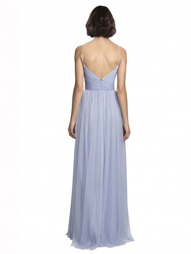 Affordable Spaghetti Strap Tulle Bridesmaids Dress with Ruched Bodice UK