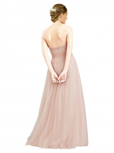 Affordable Floor Length Sweetheart Tulle Bridesmaid Dress with Open Back UK