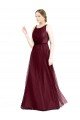 Affordable Sleeveless Boat Neck Long Pearl Tulle Bridesmaid Dress with Keyhole Back UK