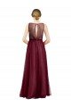 Affordable Sleeveless Boat Neck Long Pearl Tulle Bridesmaid Dress with Keyhole Back UK