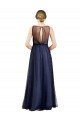Affordable Sleeveless Boat Neck Long Pearl Tulle Bridesmaid Dress with Keyhole Back UK
