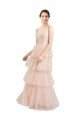Affordable V-Neck A-Line Layered Long Tulle Bridesmaid Dress UK