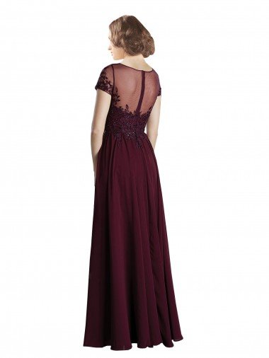 Affordable Full Length Beaded and Embroidered Tulle Bodice Long Chiffon Bridesmaid Dress UK