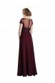 Affordable Full Length Beaded and Embroidered Tulle Bodice Long Chiffon Bridesmaid Dress UK