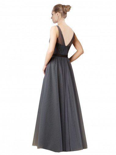 Affordable Sweetheart Long Tulle Bridesmaid Dress with Sash UK