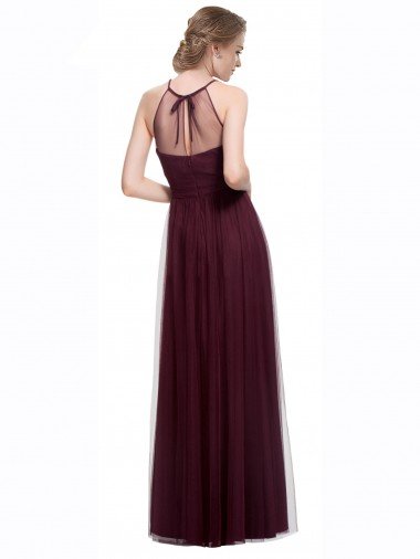 Affordable Full Length Soft Tulle Spaghetti Strap Bridesmaid Dress UK