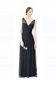 Affordable Long Tulle Bridesmaid Dress with Illusion Shoulder Straps and V-Back UK