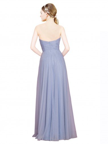 Affordable Strapless Sweetheart A-Line Tulle Bridesmaid Dress with Low Back UK