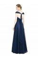 Affordable Ruched Sweetheart Long A-Line Tulle Bridesmaid Dress with Wide Straps and Tie Back UK