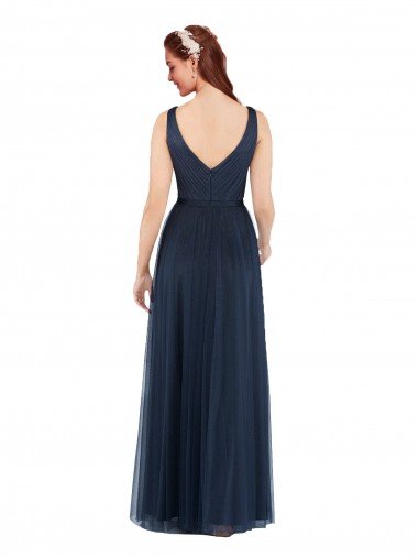 Affordable V-Neck Soft and Simple Tulle Bridesmaid Dress UK
