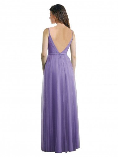 Affordable Sweetheart Deep V-Back Tulle Bridesmaid Dress with Draped Bodice UK