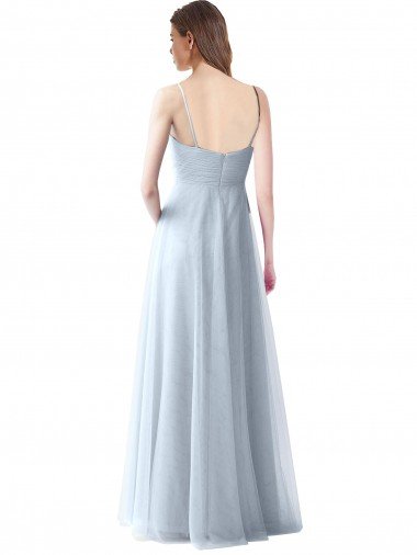 Affordable Wrapped Ruched Natural Waist Slim Soft Tulle Bridesmaid Dress UK