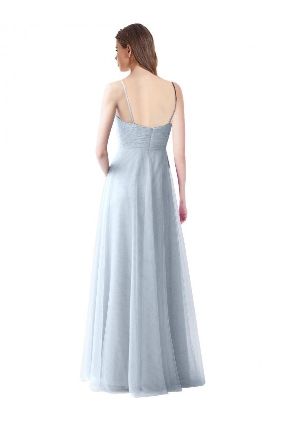 Affordable Wrapped Ruched Natural Waist Slim Soft Tulle Bridesmaid Dress UK