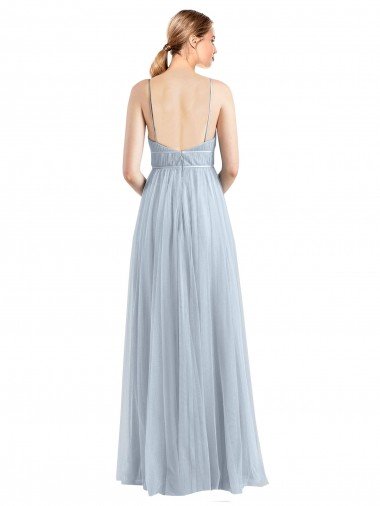 Affordable Spaghetti Straps V-Neck Slim A-Line Tulle Bridesmaid Dress UK