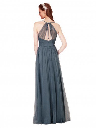 Affordable Beach-inspired Sweetheart Tulle Long Bridesmaid Dress UK