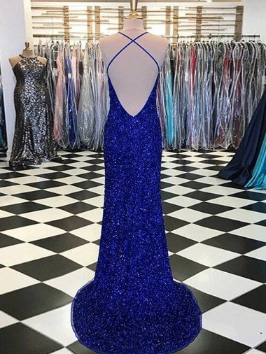 Affordable V-Neck Sleeveless Long Velvet Sequin Prom Dress UK