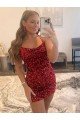 Affordable Spaghetti Straps Criss Cross Back Sleeveless Short Velvet Sequin Homecoming Dress / Prom Dress UK
