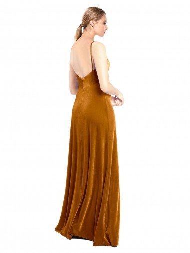 Affordable Long Velvet Cowl Neck Slip Bridesmaid Dress / Prom Dress UK