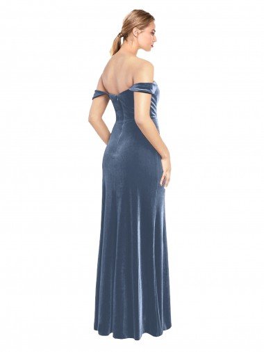 Affordable Draped Sleeves Wide Scoop Neck Off the Shoulder Velvet Bridesmaid Dress / Prom Dress UK