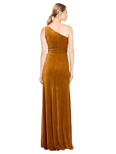 Affordable Sleek One Shoulder Long Formal Velvet Bridesmaid Dress / Prom Dress UK