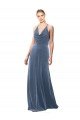 Affordable Halter Cowl Neck Long A-Line Velvet Bridesmaid Dress / Prom Dress with Keyhole Back UK