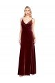 Affordable Faux Surplice Neckline Slim A-Line Long Velvet Bridesmaid Dress / Prom Dress UK