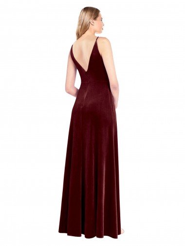 Affordable Faux Surplice Neckline Slim A-Line Long Velvet Bridesmaid Dress / Prom Dress UK