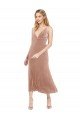 Affordable Midi Cocktail Length Short V-Neck Velvet Bridesmaid Dress / Prom Dress with Notched Neckline UK