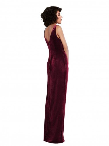 Affordable Draped Skirt Faux Wrap Velvet Maxi Bridesmaid Dress / Prom Dress UK