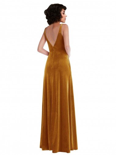 Affordable Twist Front Cutout Velvet Maxi Bridesmaid Dress / Prom Dress with Pockets UK