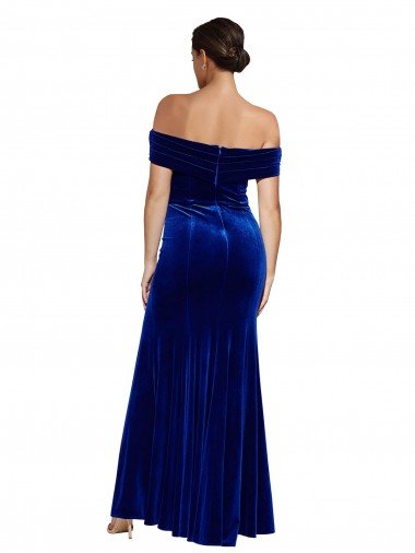 Affordable Full Length Long Formal Velvet Bridesmaid Dress / Prom Dress with Side Split UK