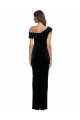 Affordable Long Asymmetric Neckline Ruched Formal Velvet Bridesmaid Dress / Prom Dress UK